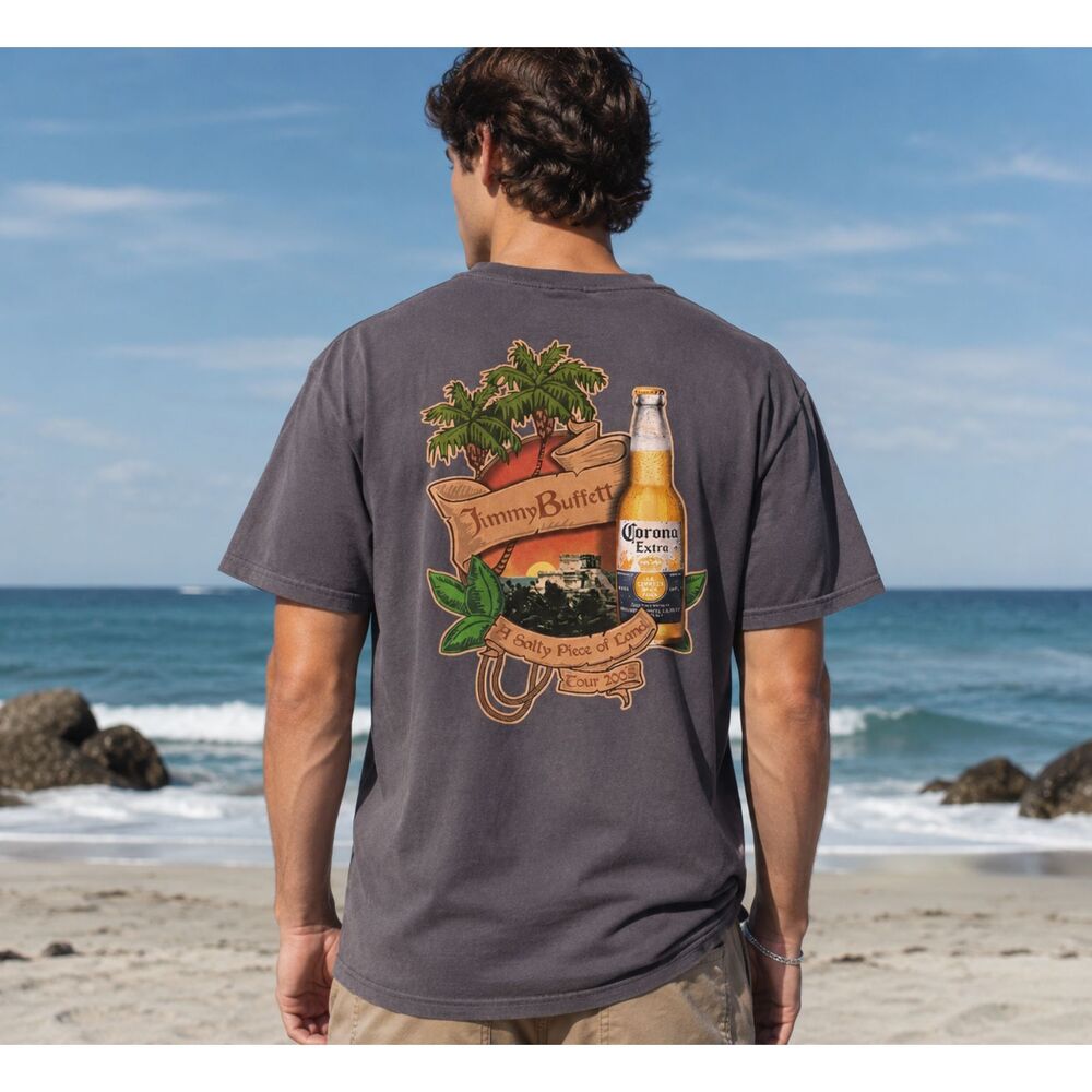 Vintage 2005 Jimmy Buffet Salty Piece of Land Tour Concert Tropical Shirt Men(L)